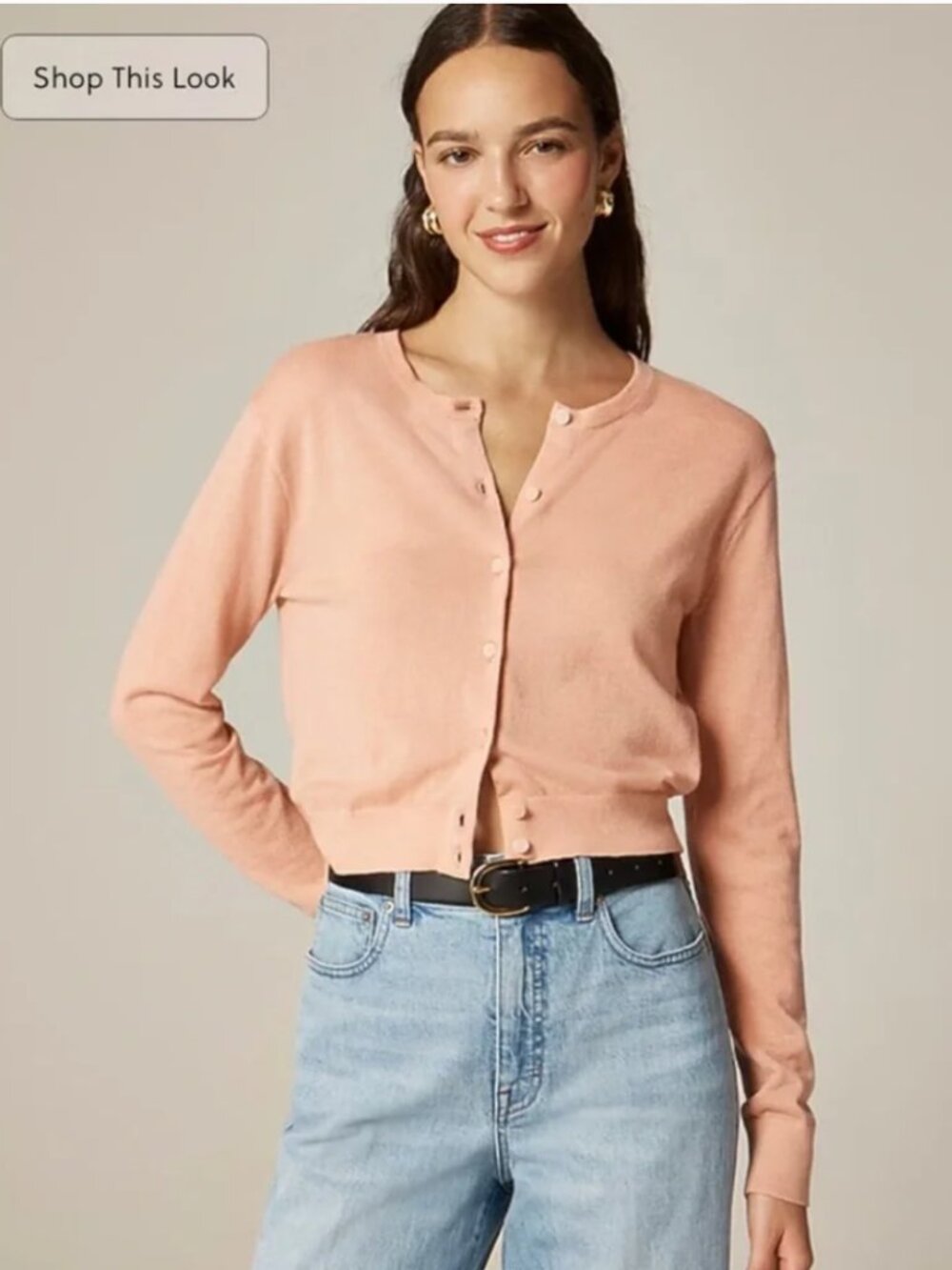 J.Crew Featherweight cashmere cardigan sweater Peach Clay Size Medium *Flaw